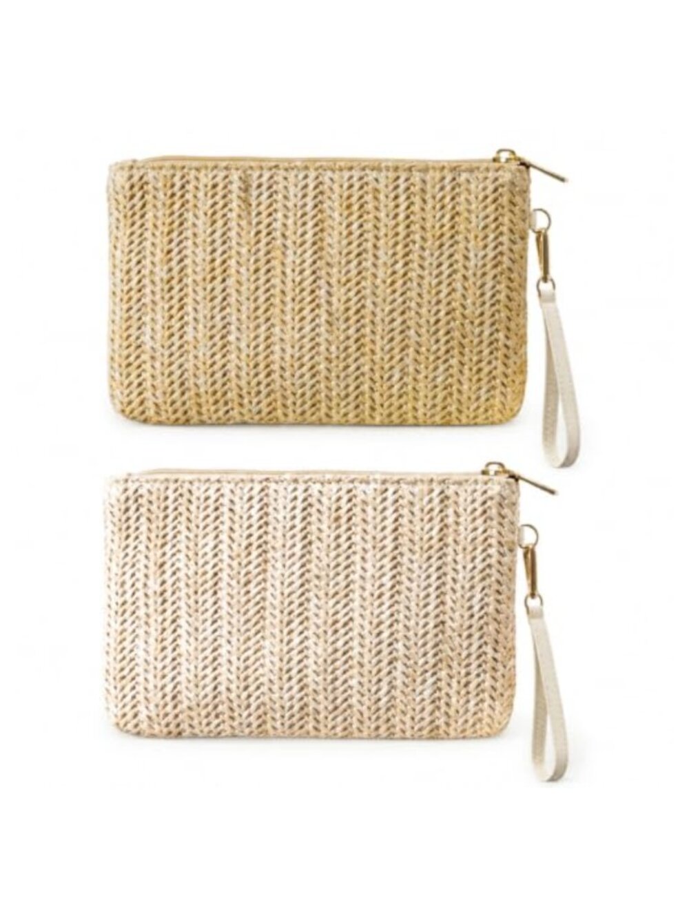 Women's Straw Clutch Bag Set Bohemian Summer Wristlet Beach Purse